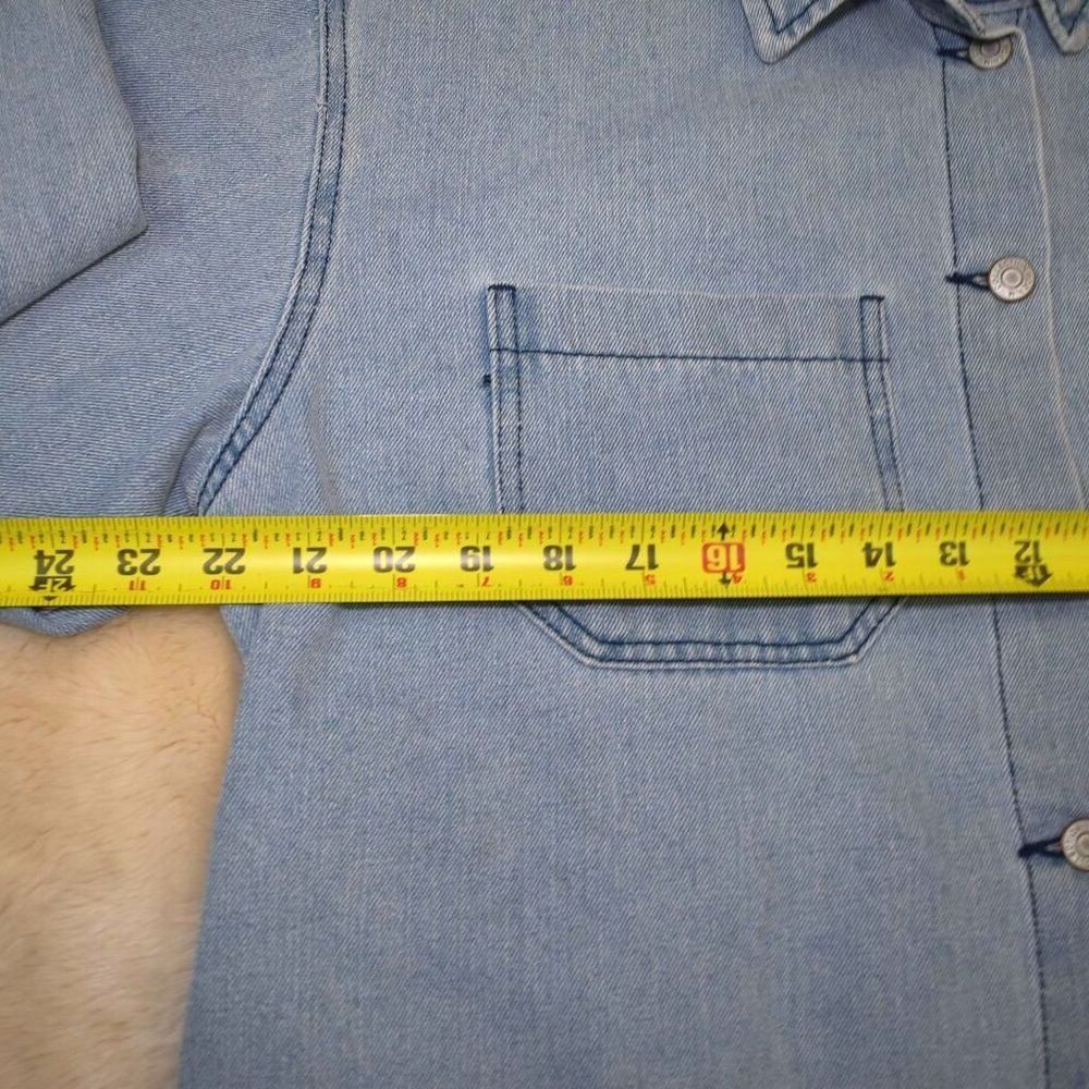 Cisono Denim Shacket Blue Jean Jacket Button-Up Oversized Shirt Women’s Size Med - Picture 7 of 12